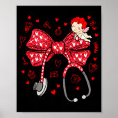 Valentine Coquette Bow Nurse Stethoscope Nursing D Poster (Voorkant)
