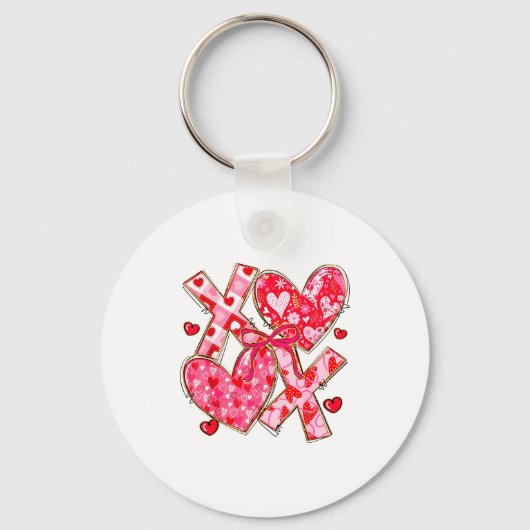 Valentine Coquette Bow Xoxo Hearts Lover Girl Wome Sleutelhanger (Voorkant)