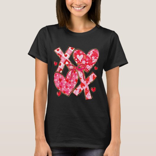 Valentine Coquette Bow Xoxo Hearts Lover Girl Wome T-shirt (Voorkant)