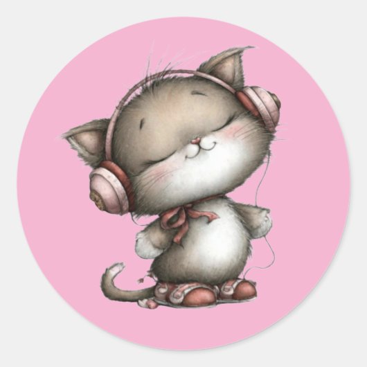Valentine Cute Cat 3 Inch Sticker – Love Design (Voorkant)