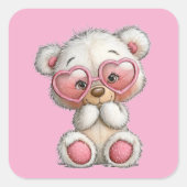 Valentine Cute Teddy Bear 3 Inch Sticker  (Voorkant)