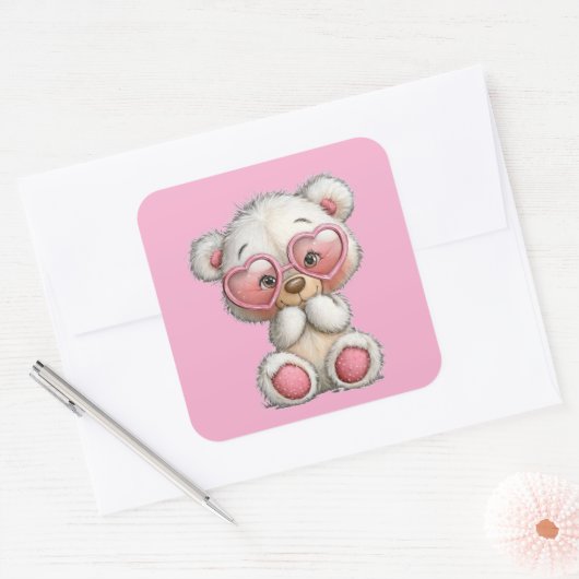Valentine Cute Teddy Bear 3 Inch Sticker  (Envelop)