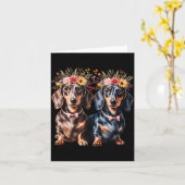 Valentine Dachshund Matching Couple Love Floral Do Kaart (Gele Bloem)