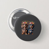 Valentine Dachshund Matching Couple Love Floral Do Ronde Button 5,7 Cm (Voorkant /achterkant)