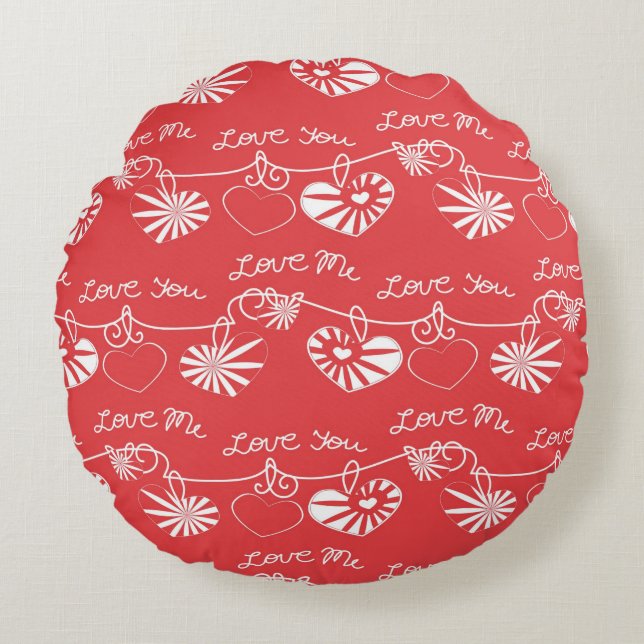 Valentine Day Achtergrond Rond Kussen (Voorkant)