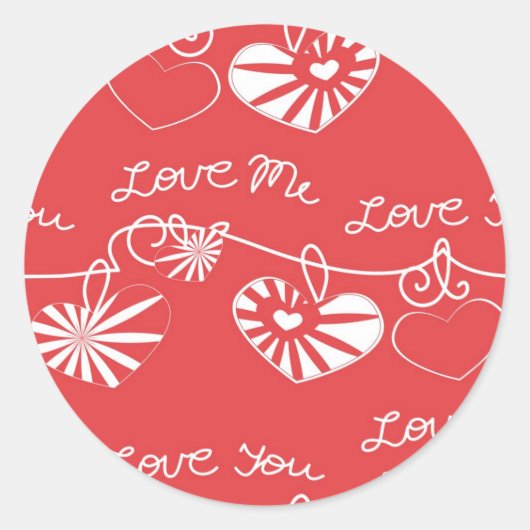Valentine Day Achtergrond Ronde Sticker (Voorkant)