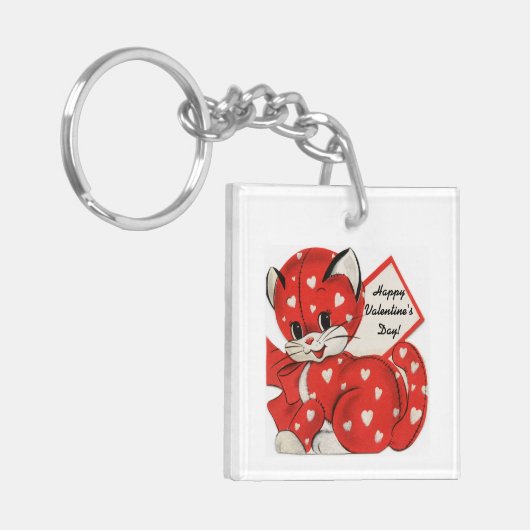 Valentine Day Cute Kitten Sleutelhanger (Voorkant Links)