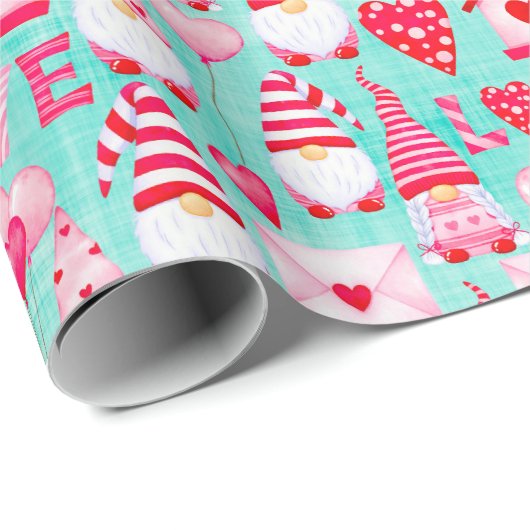 Valentine Day Gnomes Cadeaupapier (Rol Hoek)