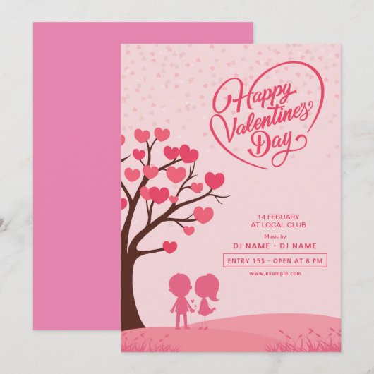 Valentine Day Invitation Kaart (Voorkant / Achterkant)