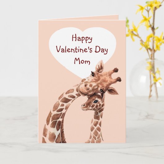 Valentine Day Mam Fun Giraffe Animal Kaart (Gele Bloem)