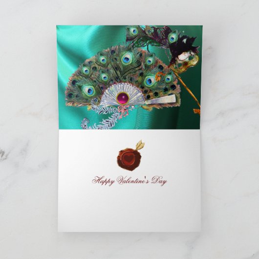 VALENTINE DAY MASQUERADE MASKS, PEACOCK FEATHER FA FEESTDAGEN KAART (Binnen)