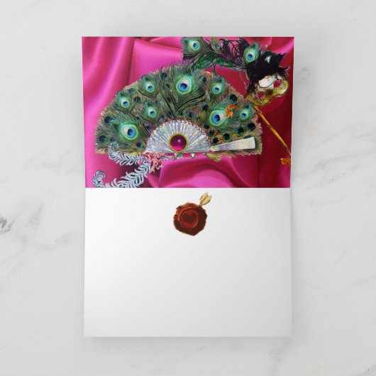 VALENTINE DAY MASQUERADE MASKS, PEACOCK FEATHER FA FEESTDAGEN KAART (Binnen)
