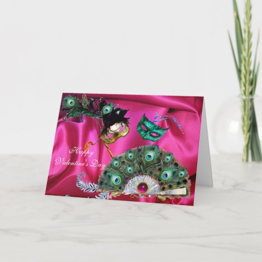 VALENTINE DAY MASQUERADE MASKS, PEACOCK FEATHER FA FEESTDAGEN KAART (Voorkant)