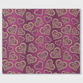 Valentine Day Paars in Brown Hearts Cadeaupapier (Vlak)
