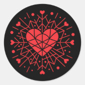 Valentine Day - Red Heart -  Ronde Sticker (Voorkant)