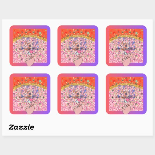 VALENTINE DAY VIERKANTE STICKER (Vel)