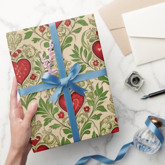 Valentine Day Vintage Hearts  Cadeaupapier (Geschenken)