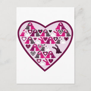Valentine design, heart with rabbit patterns feestdagenkaart