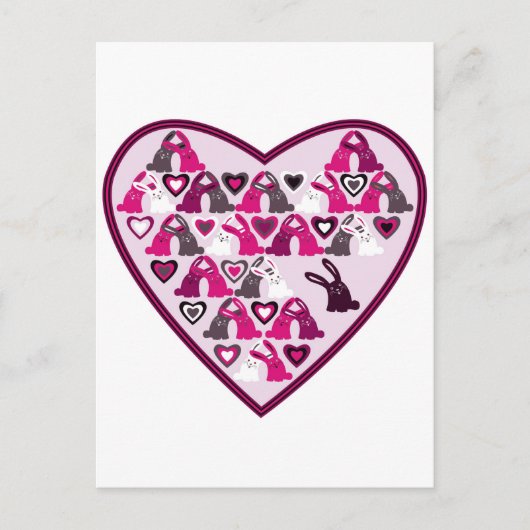 Valentine design, heart with rabbit patterns feestdagenkaart (Voorkant)