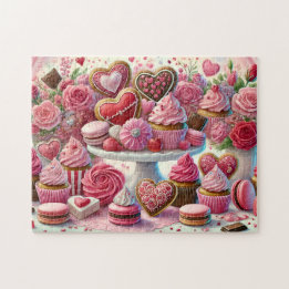 Valentine Dessert Heart Cookies & Cupcakes Table Legpuzzel