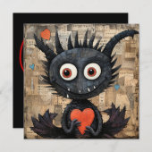 Valentine Drakenkat met een Hart Feestdagenkaart (Voorkant / Achterkant)