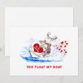 Valentine-eland op Jetski 5x7 platte kerstkaart (Voorkant / Achterkant)