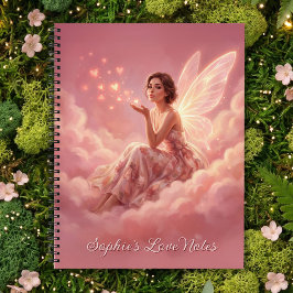 Valentine Elfje op Roze Wolken Fantasie Kunst Naam Notitieboek