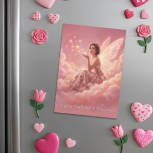 Valentine Elfje op Roze Wolken Magnetische Kaart