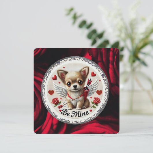 Valentine Engel Chihuahua Kerstkaart – Wees van mi (Staand voorkant)