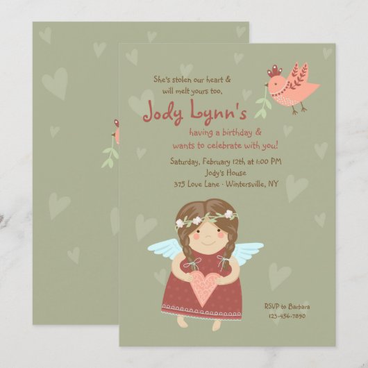 Valentine-engel uitnodiging (Voorkant / Achterkant)