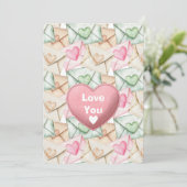 Valentine Envelopes and Hearts Feestdagenkaart (Staand voorkant)