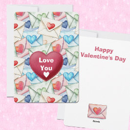 Valentine Envelopes and Hearts Feestdagenkaart