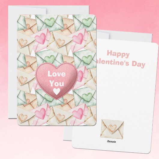 Valentine Envelopes and Hearts Feestdagenkaart