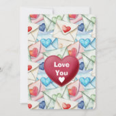 Valentine Envelopes and Hearts Feestdagenkaart (Voorkant)