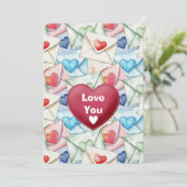 Valentine Envelopes and Hearts Feestdagenkaart (Staand voorkant)