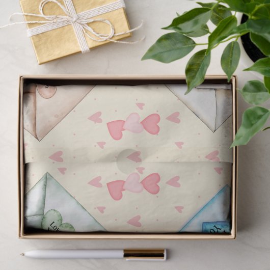 Valentine Envelopes and Hearts Tissuepapier (Geschenk)