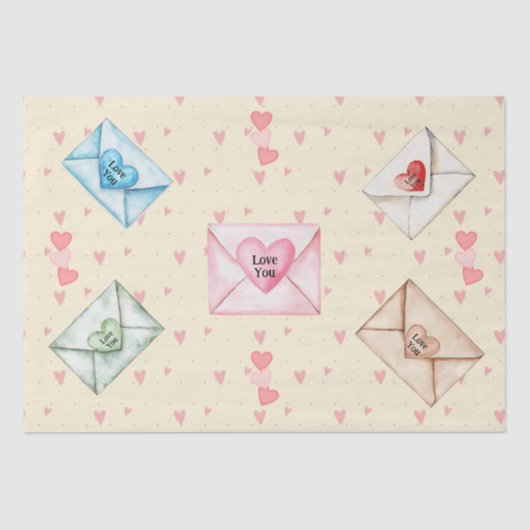 Valentine Envelopes and Hearts Tissuepapier (Voorkant)