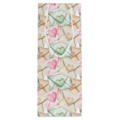 Valentine Envelopes and Hearts Wijn Cadeautas (Achterkant)