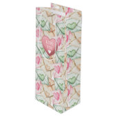 Valentine Envelopes and Hearts Wijn Cadeautas (Voorkant Gekanteld)