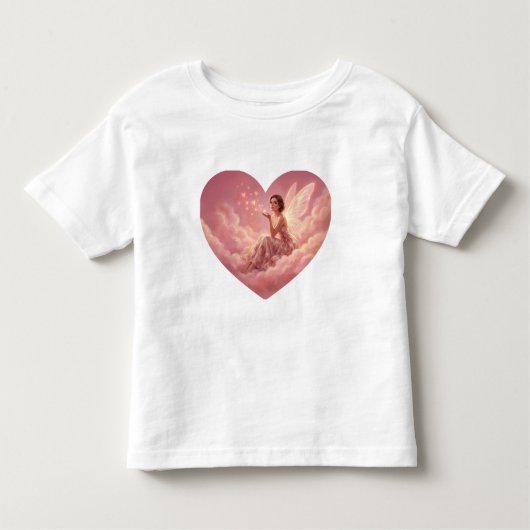 Valentine Fairy on Pink Clouds Fantasy Art Kinder Shirts (Voorkant)