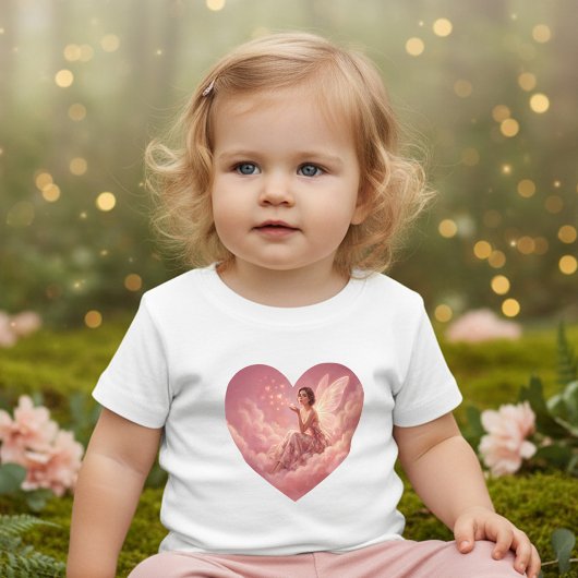 Valentine Fairy on Pink Clouds Fantasy Art Kinder Shirts