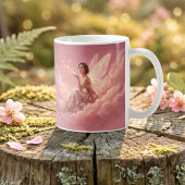 Valentine Fairy on Pink Clouds Fantasy Art Koffiemok