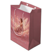 Valentine Fairy on Pink Clouds Fantasy Art Medium Cadeauzakje (Voorkant Gekanteld)