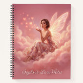Valentine Fairy on Pink Clouds Fantasy Art Name Notitieboek (Voorkant)