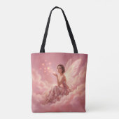 Valentine Fairy on Pink Clouds Fantasy Art Tote Bag (Achterkant)