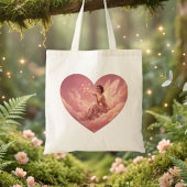 Valentine Fairy on Pink Clouds Fantasy Art Tote Bag