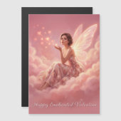 Valentine Fairy on Pink Clouds Magnetic Card (Voorkant / Achterkant)