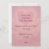 Valentine Fairy on Pink Clouds with Heart Photo Feestdagenkaart (Achterkant)