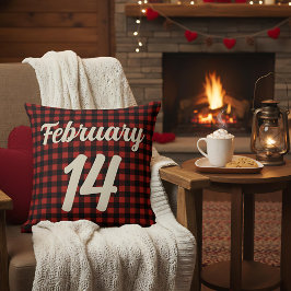 Valentine February 14 Red and Black Plaid Gingham Kussen