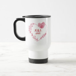 Valentine Fingerprint Heart Floral Travel Mug Reisbeker
